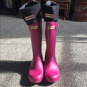 Hunter Kids Rain Boots with Black Fleece Inserts